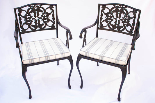 Pair of Vintage Scroll Regency Style Patio Arm Chairs