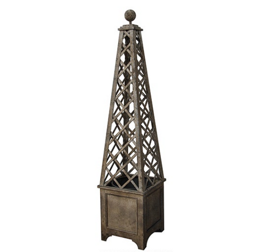 Aged Metal Trellis Planter