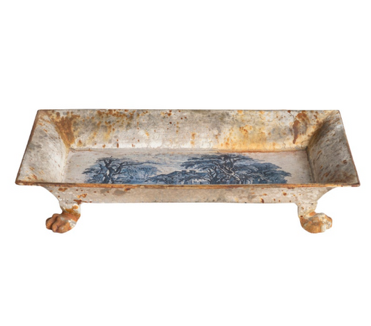 Blue Pastoral Rectangular Tole Tray