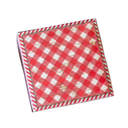 Festive Gingham Paper Cocktail Napkins