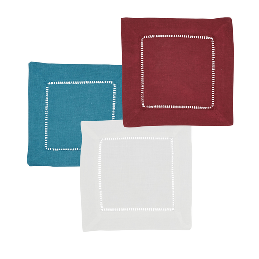 Hemstitched Cocktail Napkins - Set of 4