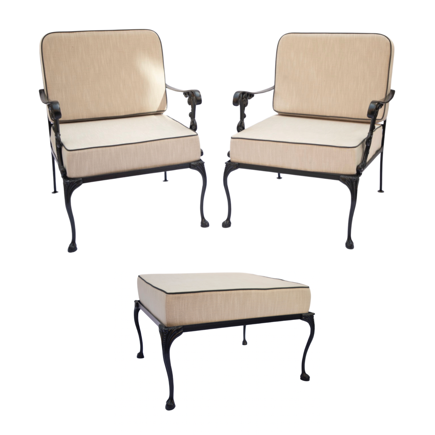 Classic Cabriole Patio - Lounge Chairs and Ottoman
