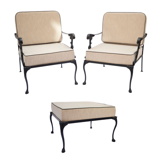 Classic Cabriole Patio - Lounge Chairs and Ottoman