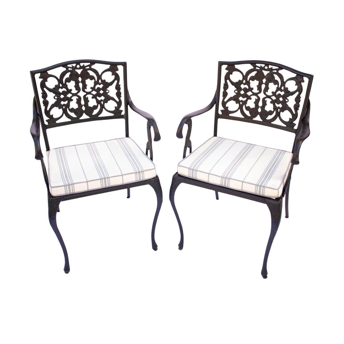 Vintage Scroll Regency Style Patio - Pair Arm or Host Chairs