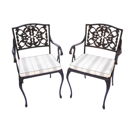 Vintage Scroll Regency Style Patio - Pair Arm or Host Chairs
