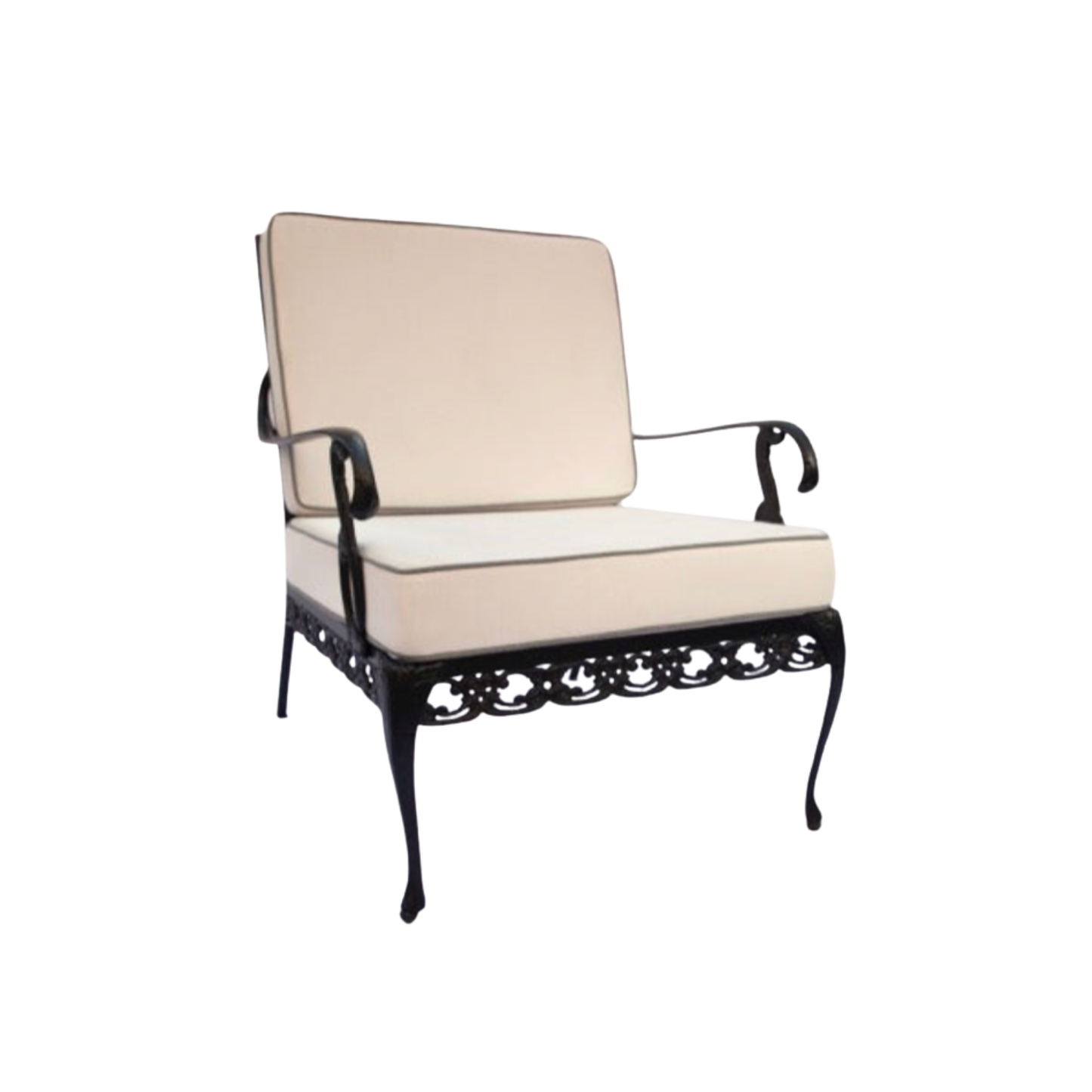Vintage Scroll Regency Style Patio -  Set of 4 Lounge Chairs and Ottoman