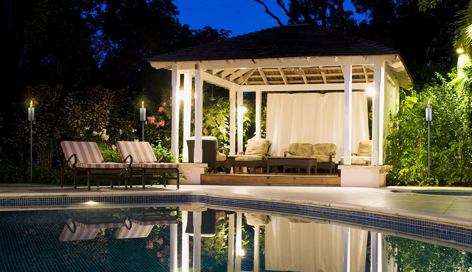 Anywhere Tall Torch | Stainless-steel | Courtyard Lifestyle