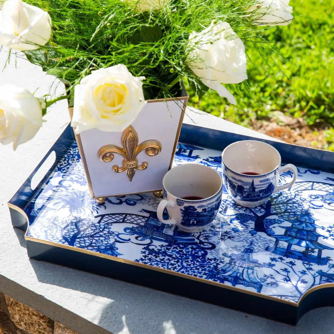 Garden Party Blue Enameled Jaye Tray