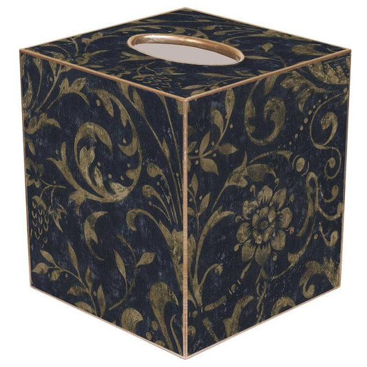 Navy Damask Tissue Box Cover