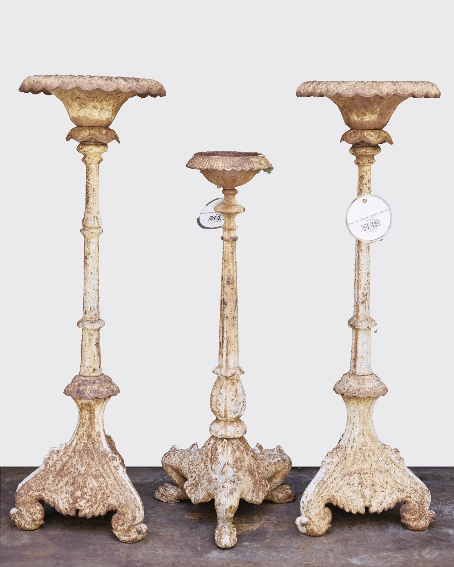 Cast Iron Candle Holders, Set of 3