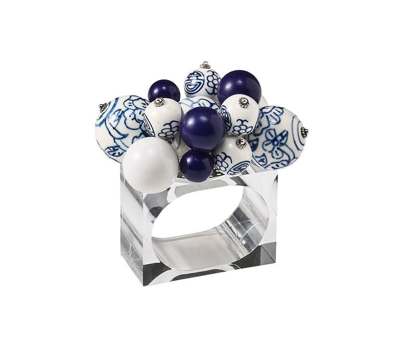 Kim Seybert Blue & White Napkin Rings - Set of 4