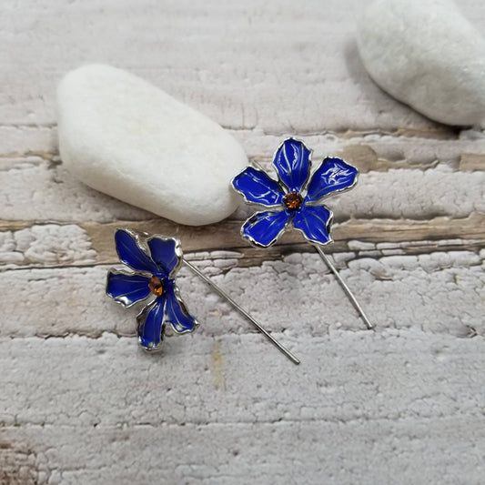 Blue Charm Flower Earrings