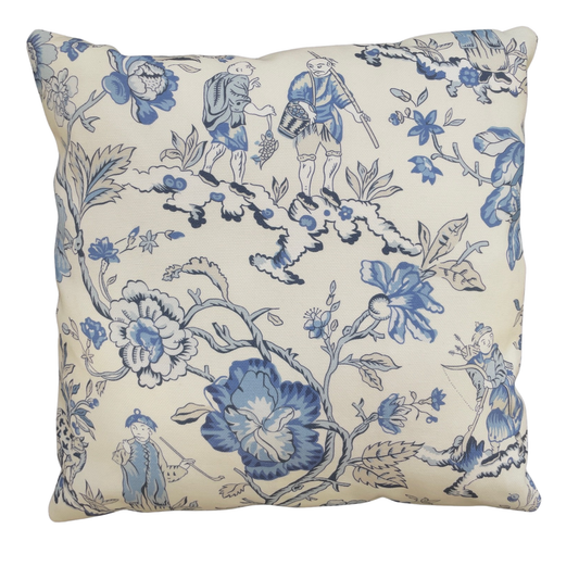 Custom 17" Indoor/Outdoor Pillows -   Les Pecheurs chinoiserie