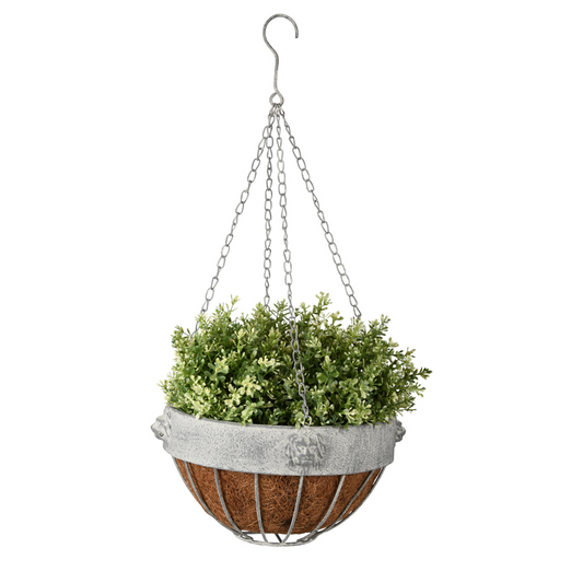 Aged Metal Lion Hanging Basket