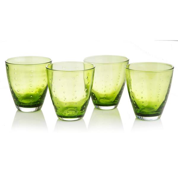 Rain Drop Green Double Old-Fashioned, Set of 4