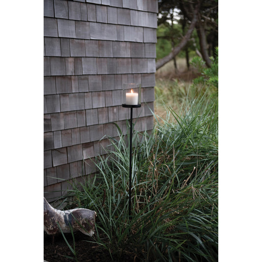 Metal & Glass Yard Stake Vase / Candleholder