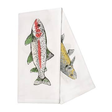 Swimming Trout Tea Towel