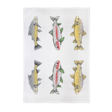 Swimming Trout Tea Towel