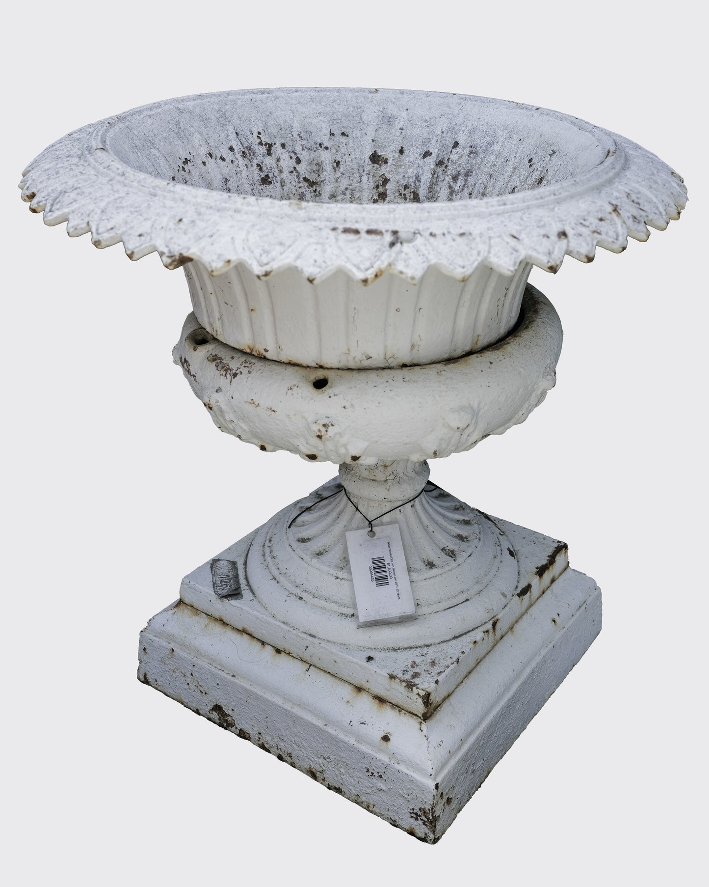 White Painted Cast Iron Garden Urn