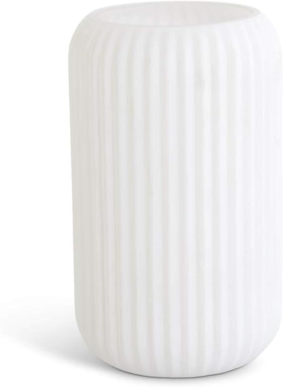 White Ribbed Glass Vase