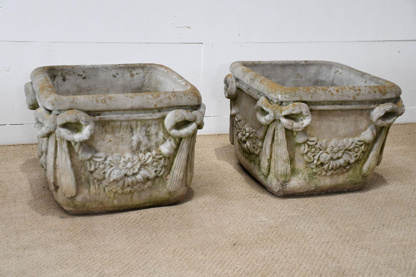 Pair of Concrete Garden Urns