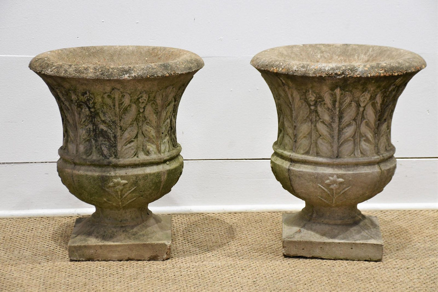 Pair of Concrete Garden Urns