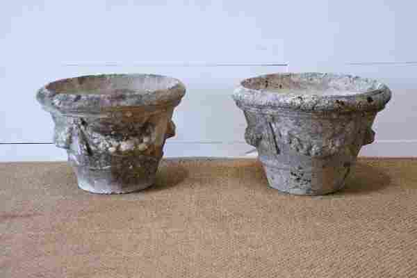 Pair of English Concrete Garden Planters