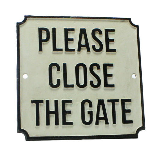 Cast Iron Sign "Please Close the Gate"