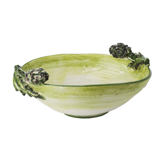 Gathered Garden Oval Bowl with Artichokes