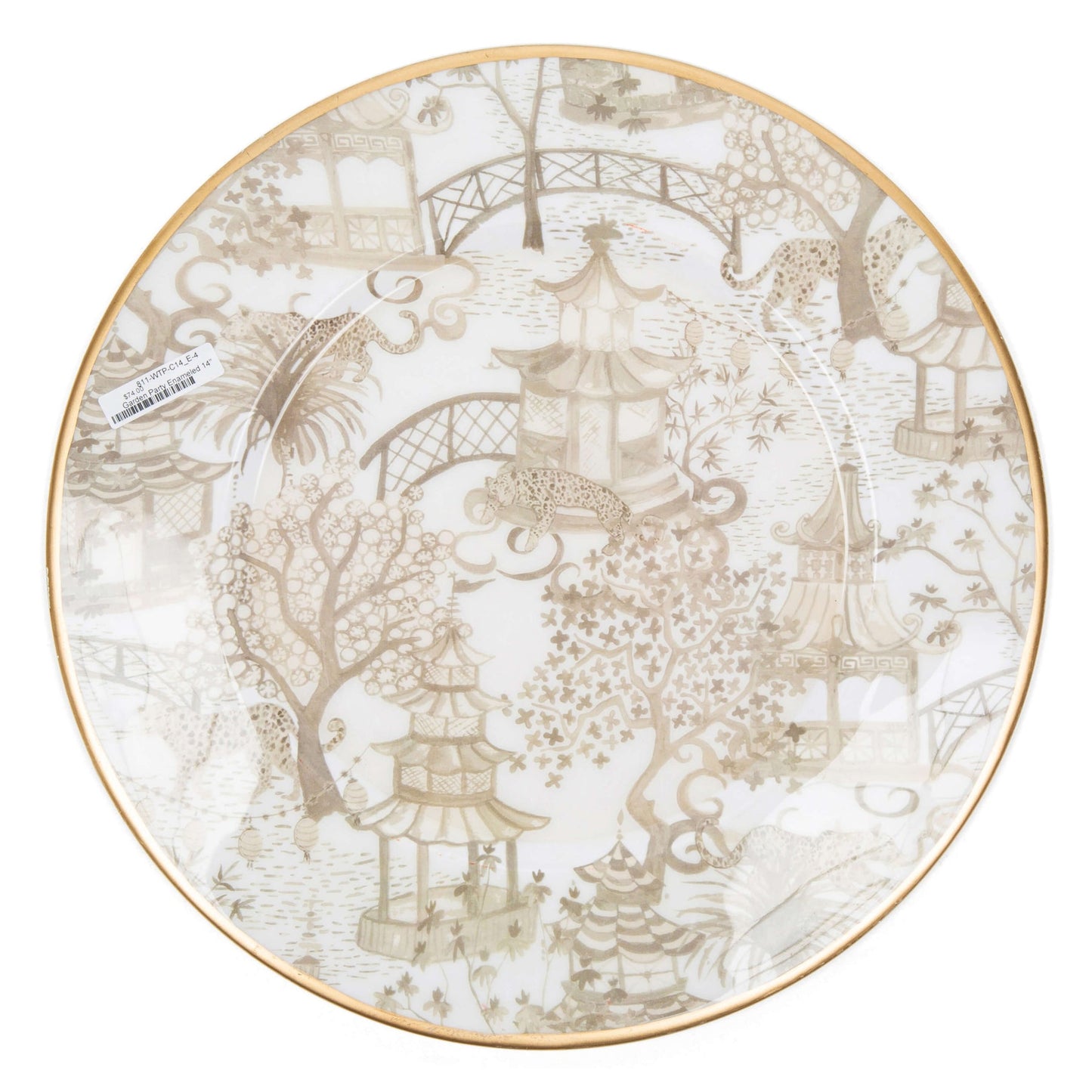 Garden Party Taupe Enameled Charger, set of 4