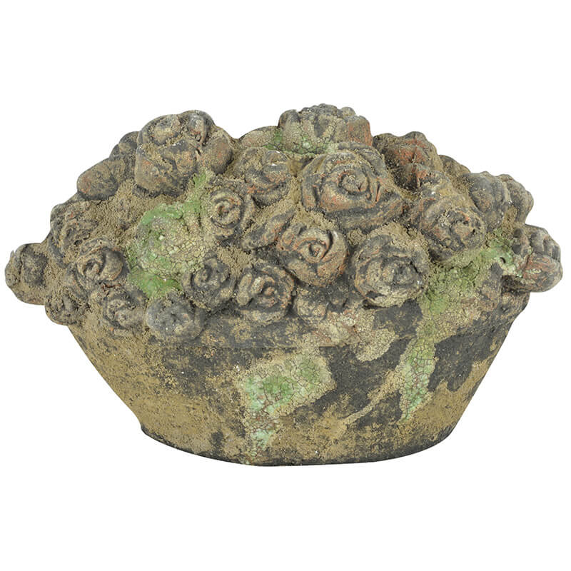 Aged Ceramic Flower Basket