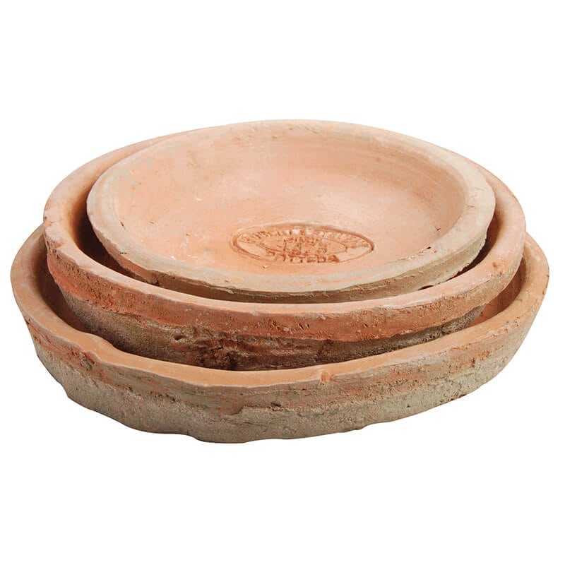 Aged Terracotta Set of 3 Round Saucers for AT01