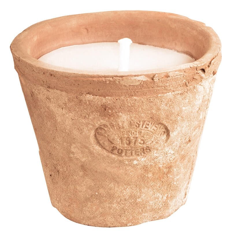 Aged Terracotta Pot w/Candle