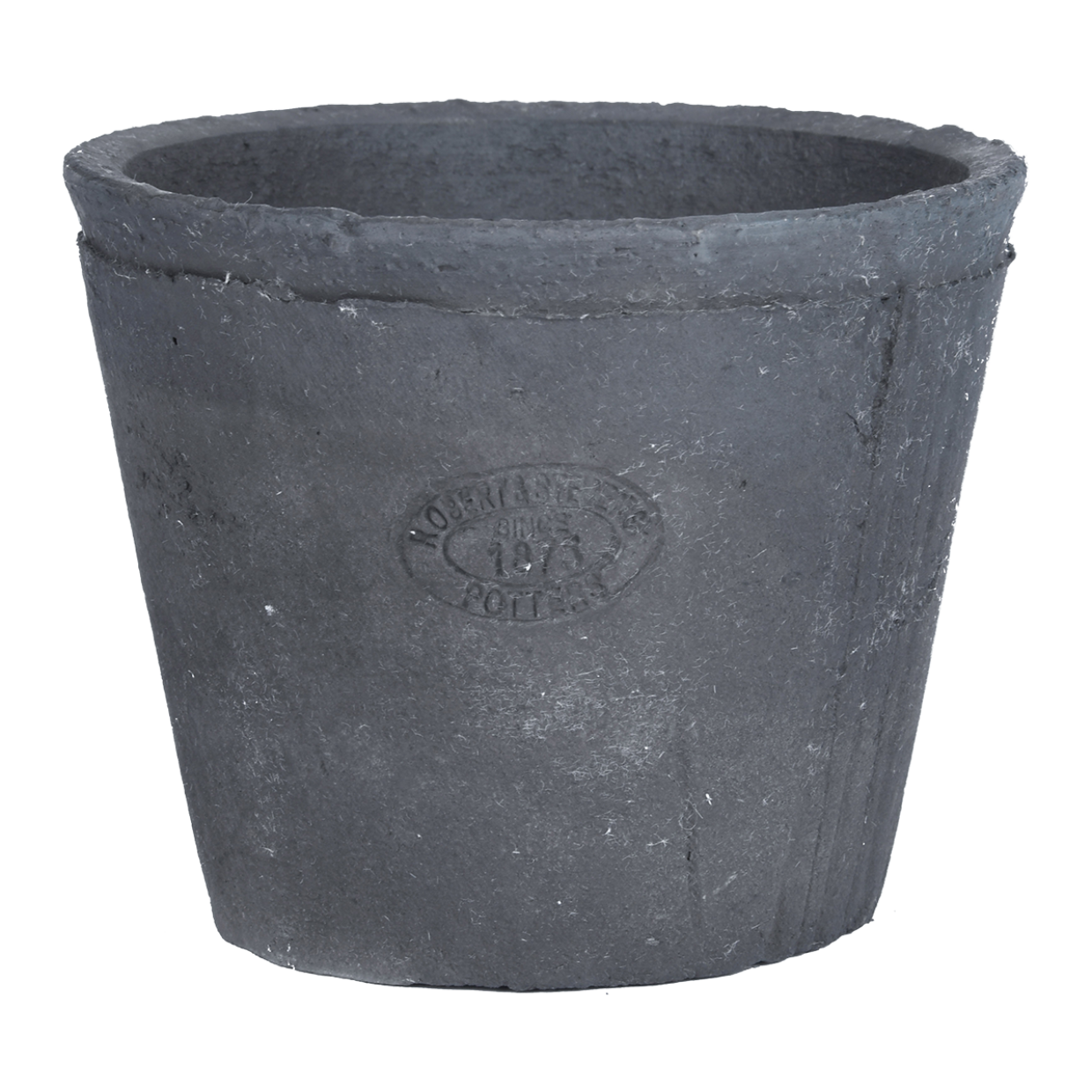 Aged Terracotta Round Flower Pot, Charcoal