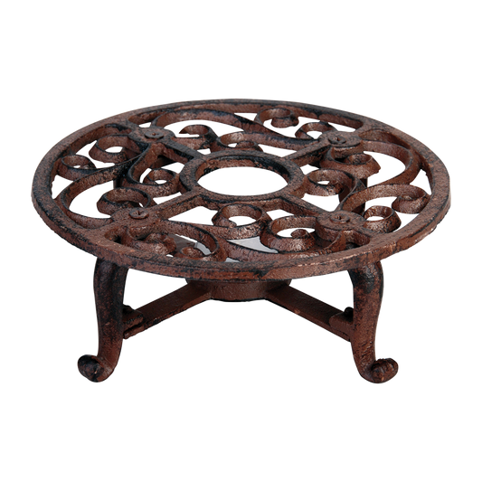 Round Tealight Warmer, Cast Iron, Antique Brown