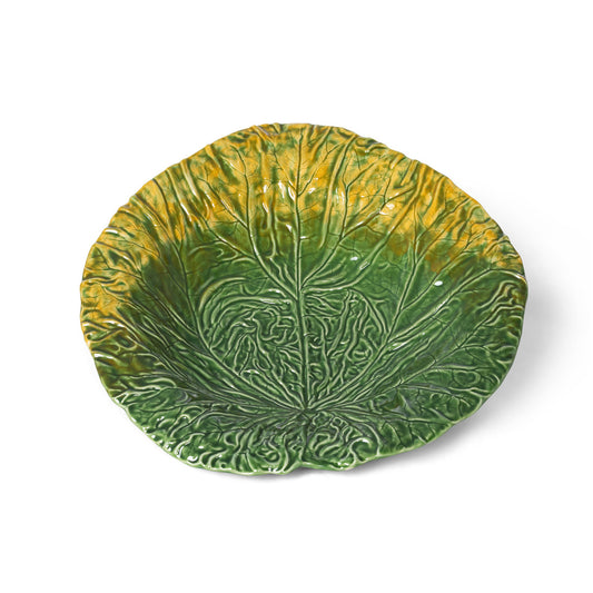 Green Cabbage Leaf Ceramic Serving Platter, 20"D