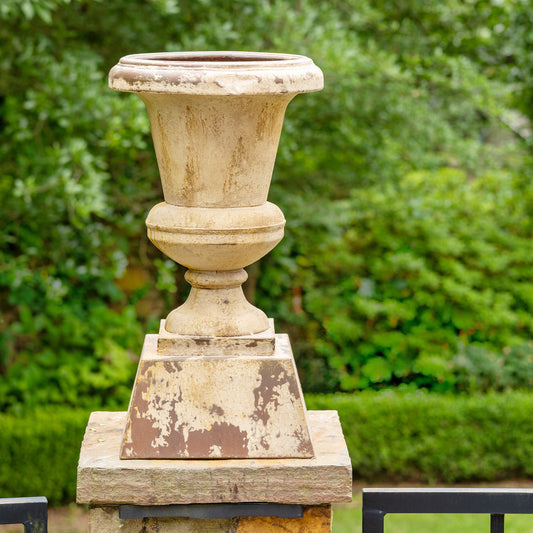 Aged Metal Entry Urn