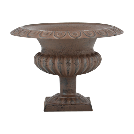 Low French Urn, Cast Iron, Antique Brown - Medium