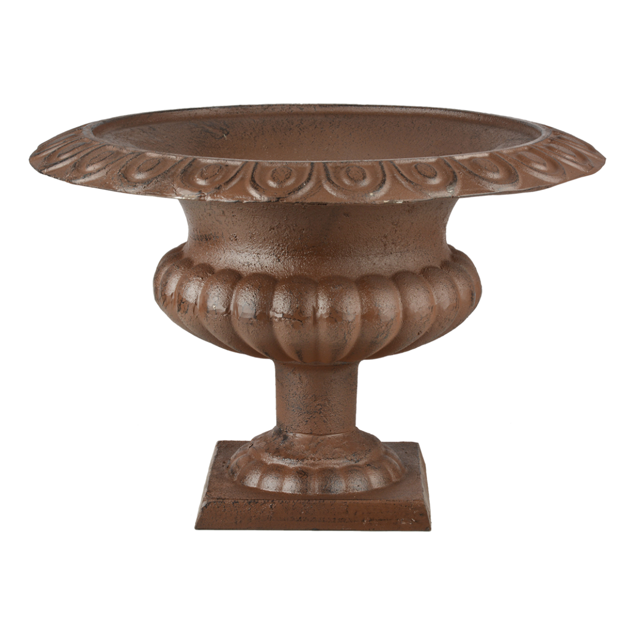 Low French Urn, Cast Iron, Antique Brown - Large