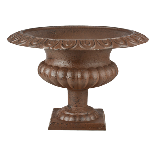 Low French Urn, Cast Iron, Antique Brown - Large