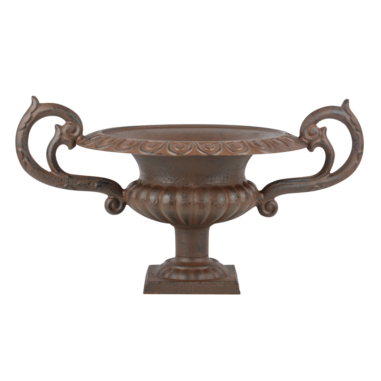 Low French Urn w/Handles, Cast Iron, Antique Brown - Large