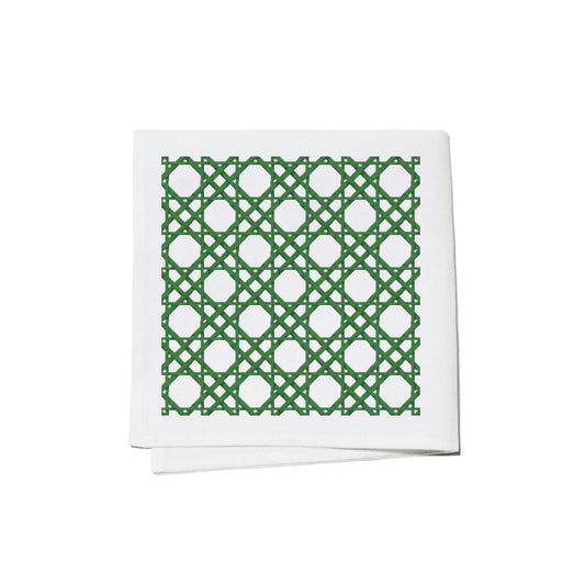 Crossed Cane Cocktail Napkins- Green, set of 4