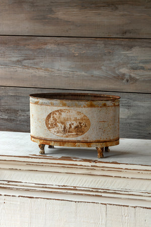 Burnished Pastoral Oblong Tole Container