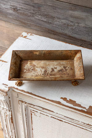 Burnished Pastoral Rectangular Tole Tray