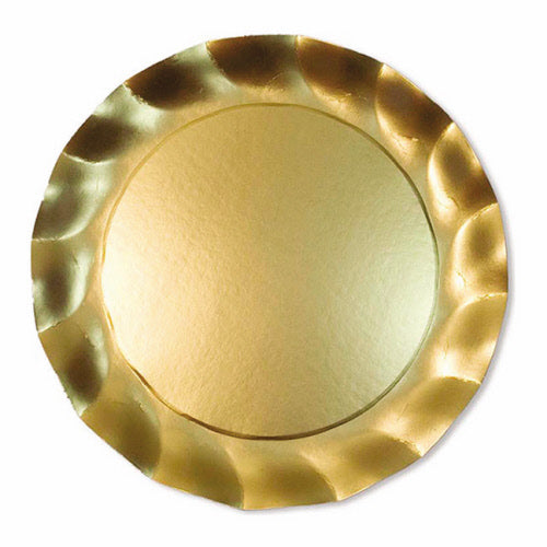 Wavy Dinner Paper Plate Satin Gold/8CT